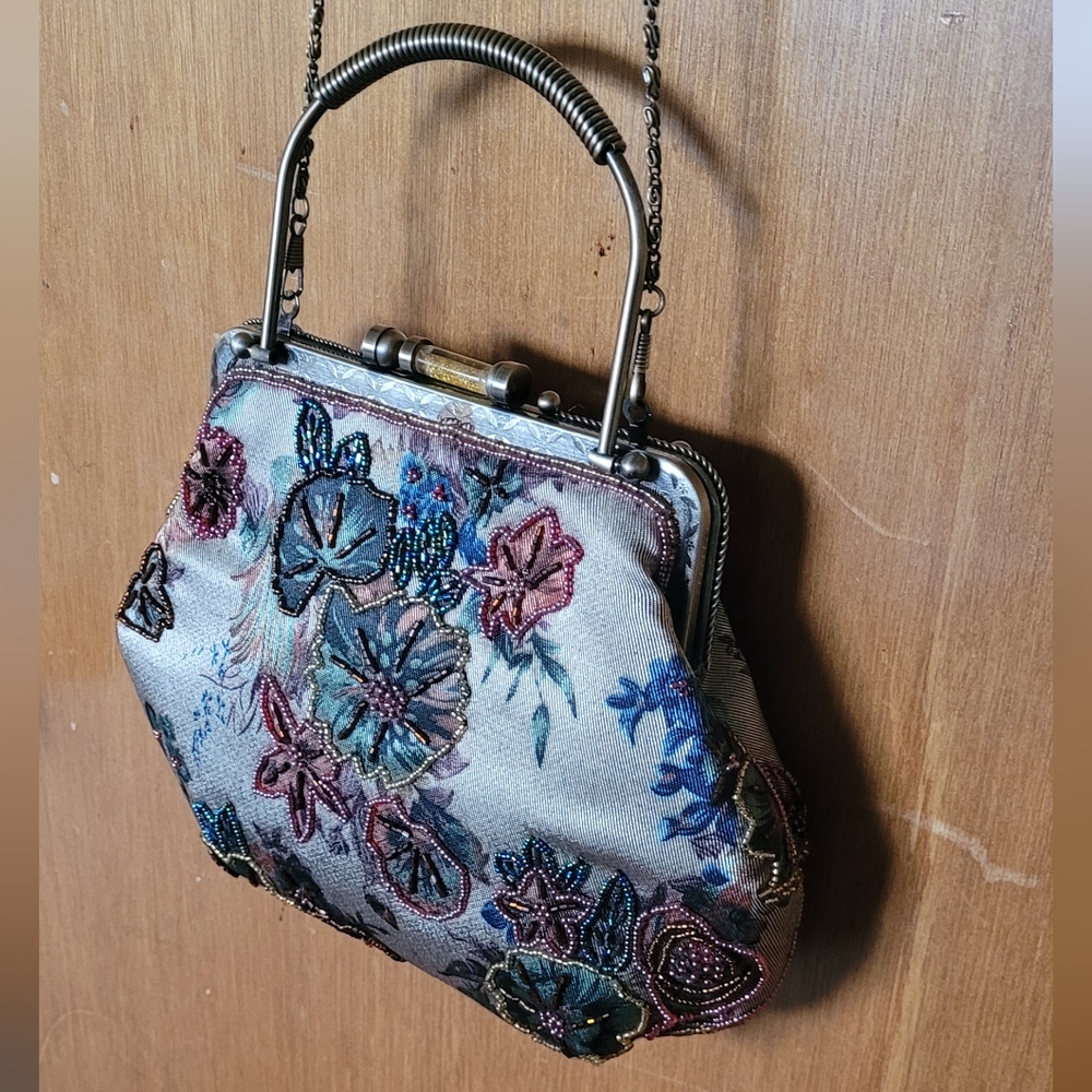 Vintage Beaded Floral Handbag FLAW